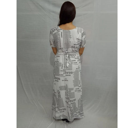 Women's Casual Crepe Half Sleeves Dress (White)