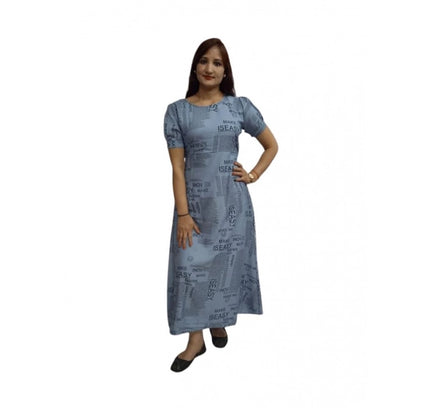 Women's Casual Crepe Half Sleeves Dress (Grey)