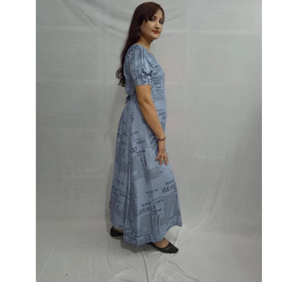 Women's Casual Crepe Half Sleeves Dress (Grey)