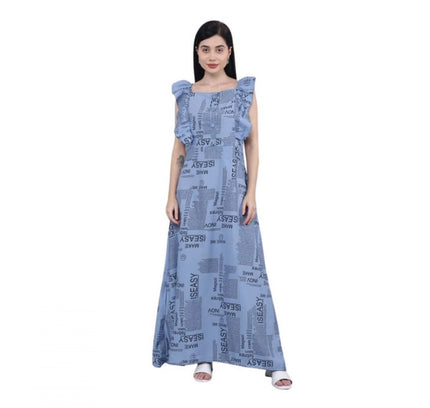 Women's Casual Crepe Sleeveless Dress (Grey)