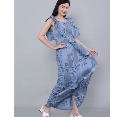 Women's Casual Crepe Sleeveless Dress (Grey)