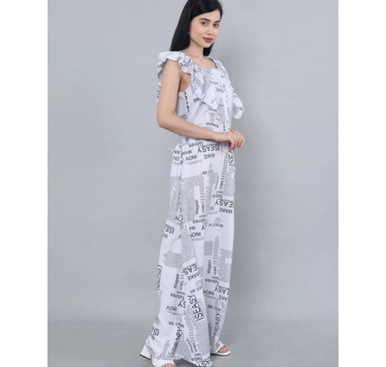 Women's Casual Crepe Sleeveless Dress (White)