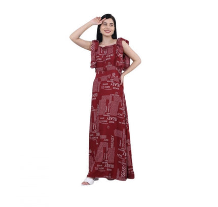 Women's Casual Crepe Sleeveless Dress (Maroon)