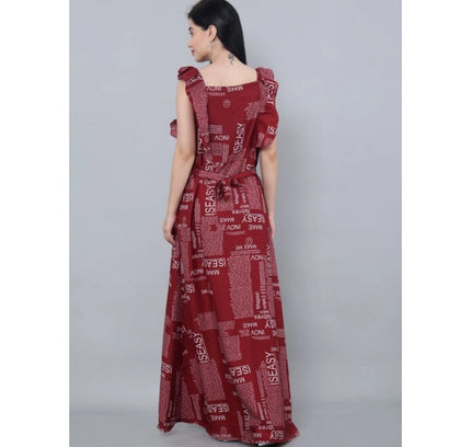 Women's Casual Crepe Sleeveless Dress (Maroon)