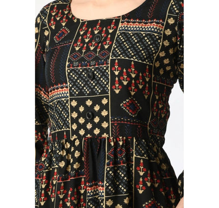 Women's Casual Crepe 3-4th Sleeves Cord Set (Black)