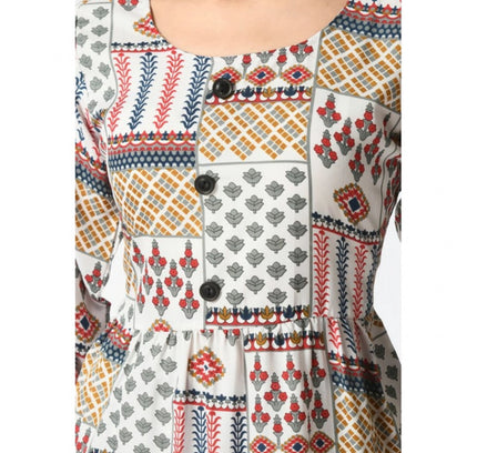 Women's Casual Crepe 3-4th Sleeves Cord Set (White)